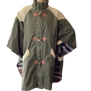 Mulberry Street Poncho Jacket Khaki Corduroy Flannel Lined Canvas Toggle L #121i
